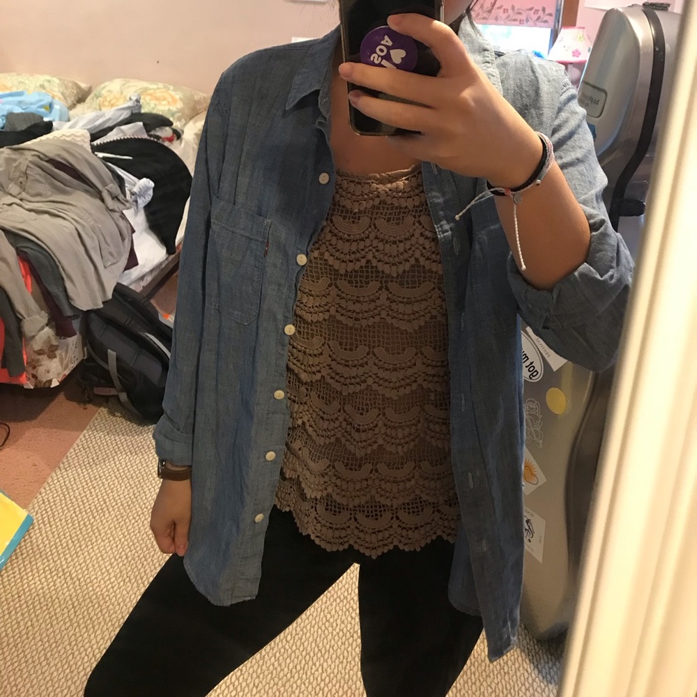 Blue button up